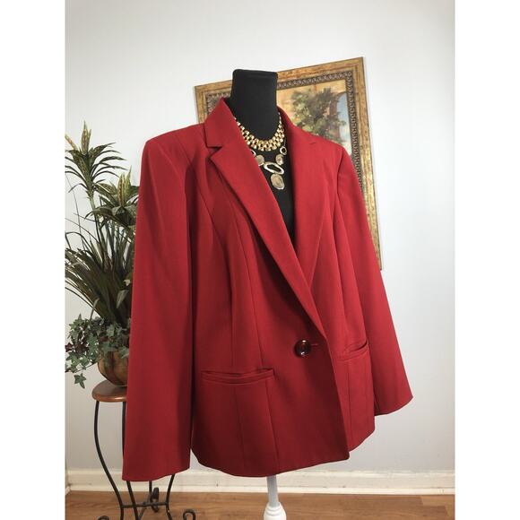 Kasper Womens Plus Jacket Size 18W One Button Executive Career Clueless Preppy - Picture 6 of 10